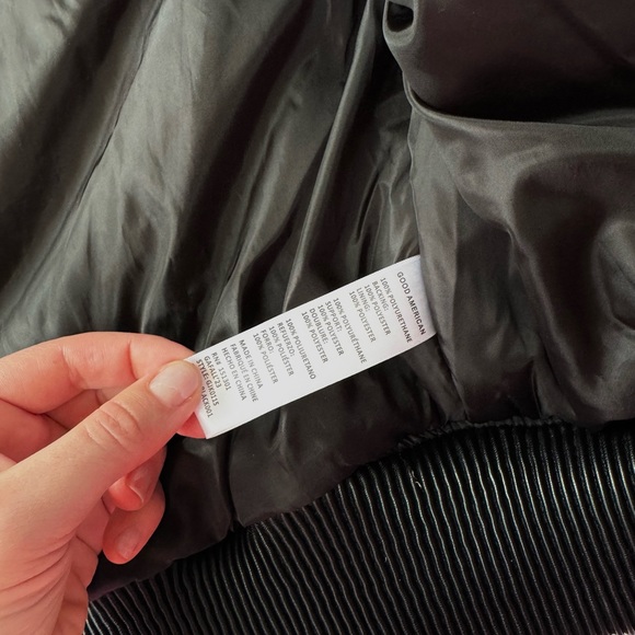 Good American Black Faux Vegan Leather Bomber Jacket L/XL - Picture 12 of 14